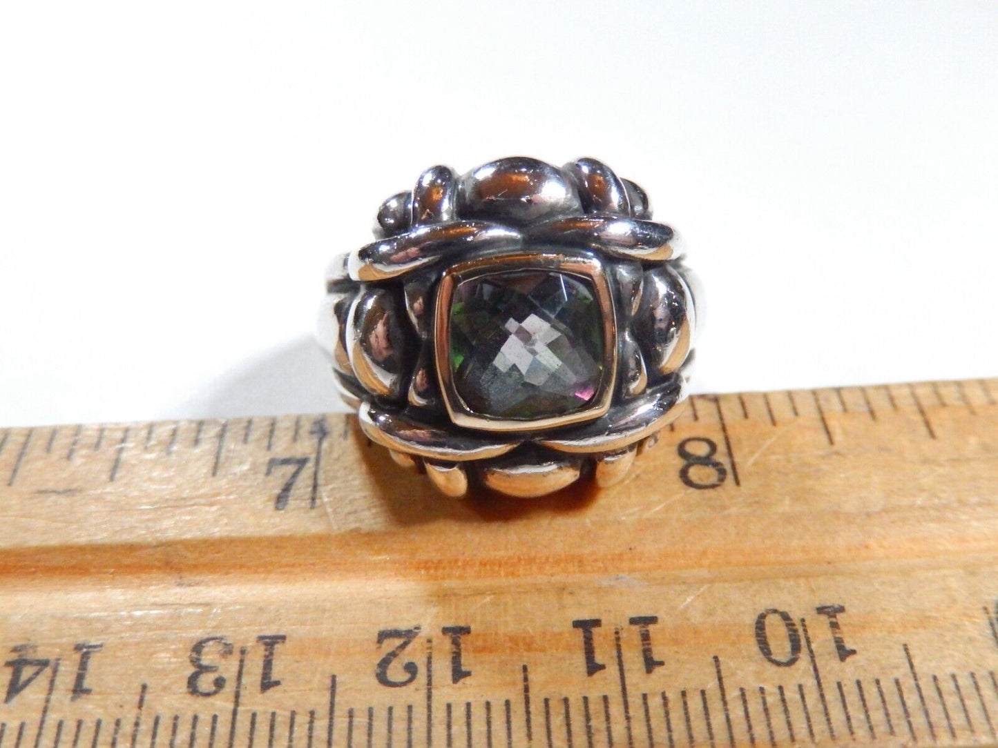 Samuel B Benham BJC 925 Sterling Silver 14k Yellow Gold Mystic Topaz Ring 675