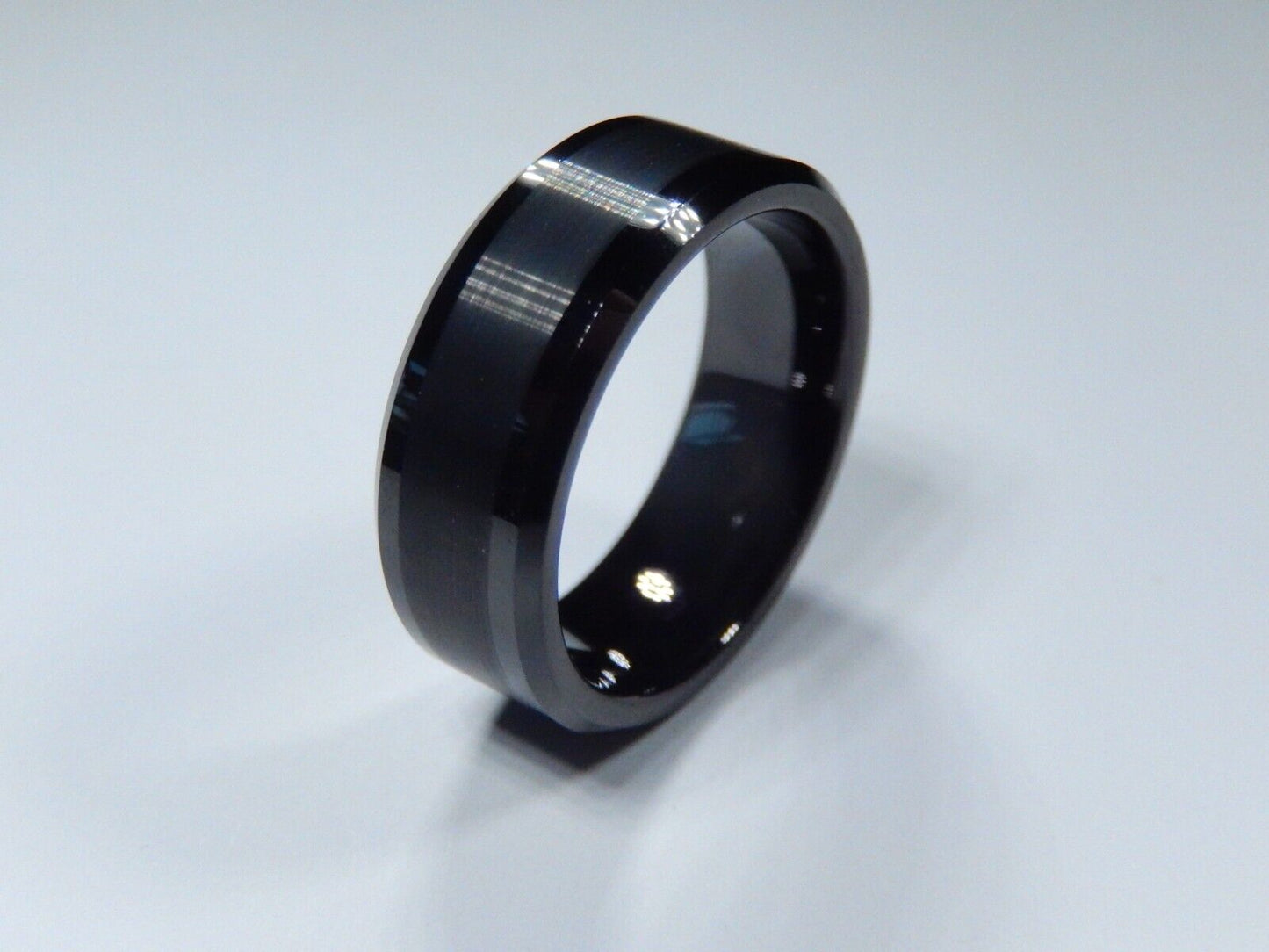 *NEW* 8mm Tungsten Carbide Black Brushed Comfort Fit Wedding Band Sz - 15