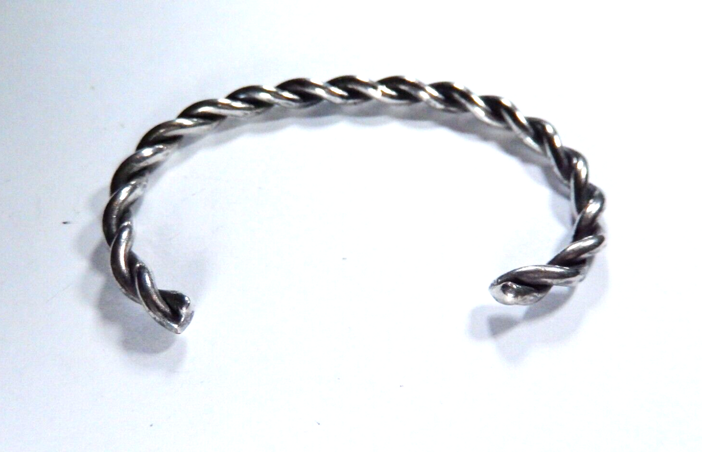 Vintage Sterling Silver 925 Twisted Wire Heavy 2-1/2" Inside Diam.