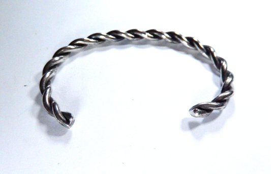 Vintage Sterling Silver 925 Twisted Wire Heavy 2-1/2" Inside Diam.