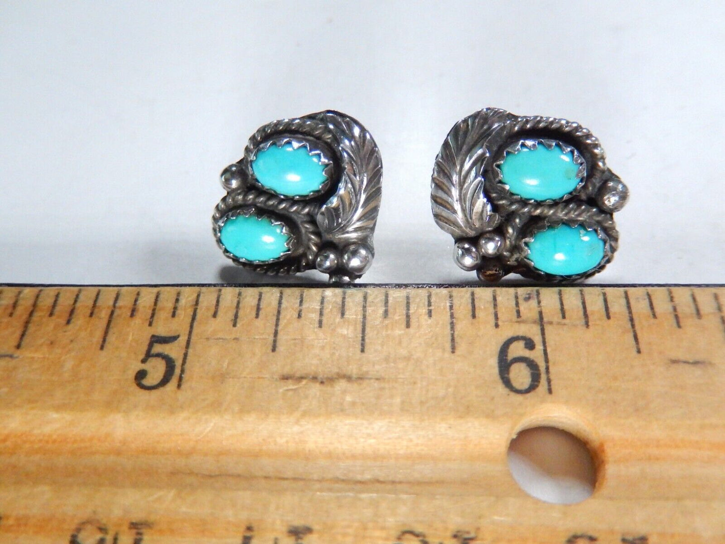 Navajo "JM" James Mason 925 Sterling Silver Turquoise Cluster Earrings