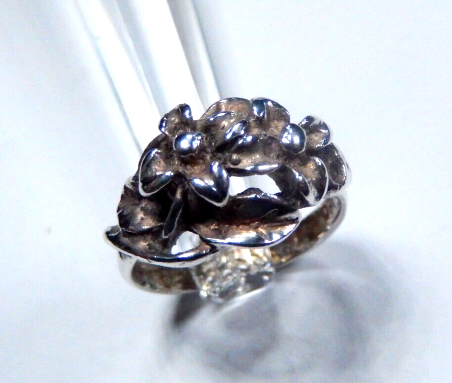 *VINTAGE*  Mexico 925 Sterling Silver Flower Ring Size 6.75