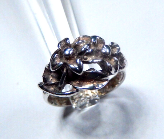 *VINTAGE*  Mexico 925 Sterling Silver Flower Ring Size 6.75