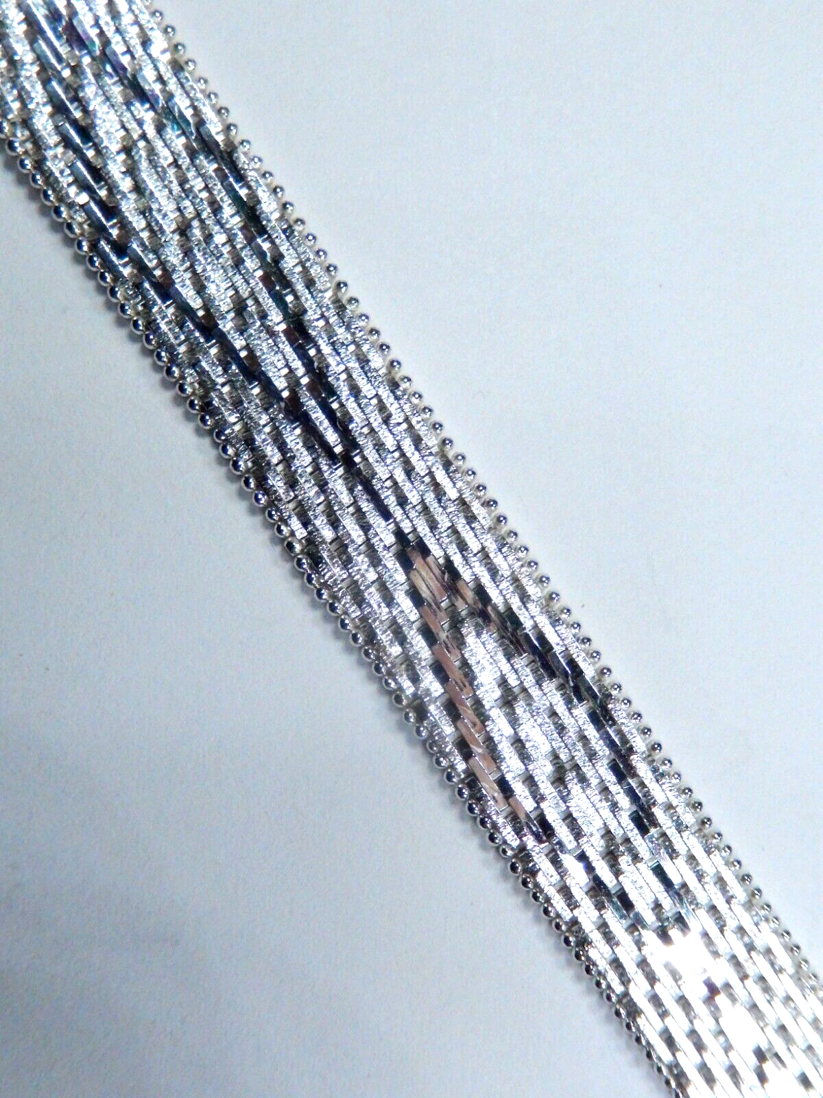 Vintage Italy 925 Thick Heavy 13mm Wide Chevron Mesh Bracelet Sterling Silver-7"