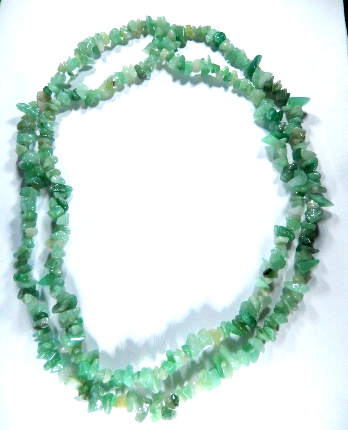 *VINTAGE*   Green Jadeite/Jade Chip Infinite Strand Necklace 42" NO CLASP.