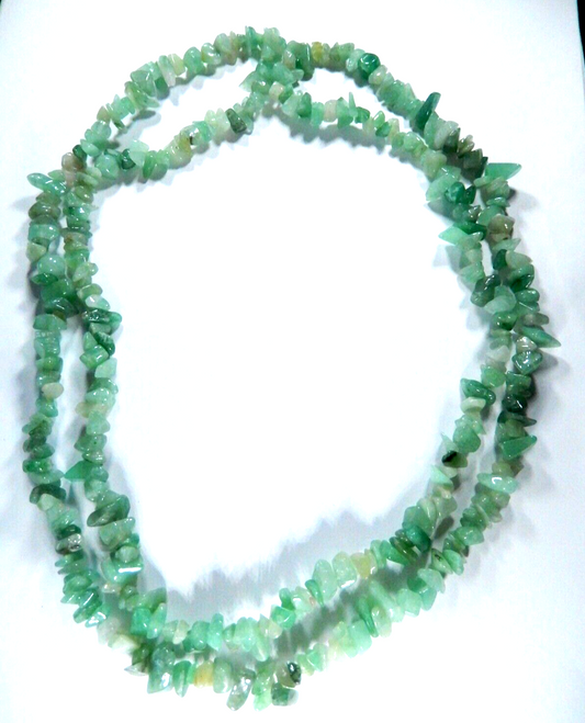 *VINTAGE*   Green Jadeite/Jade Chip Infinite Strand Necklace 42" NO CLASP.