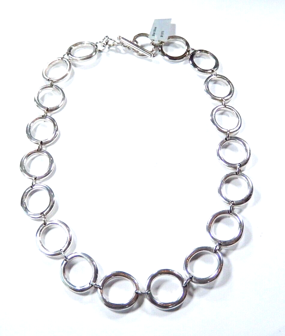 *VINTAGE* STUNNING 17 " LARGE STERLING SILVER CIRCLE LINK NECKLACE - 60 grams