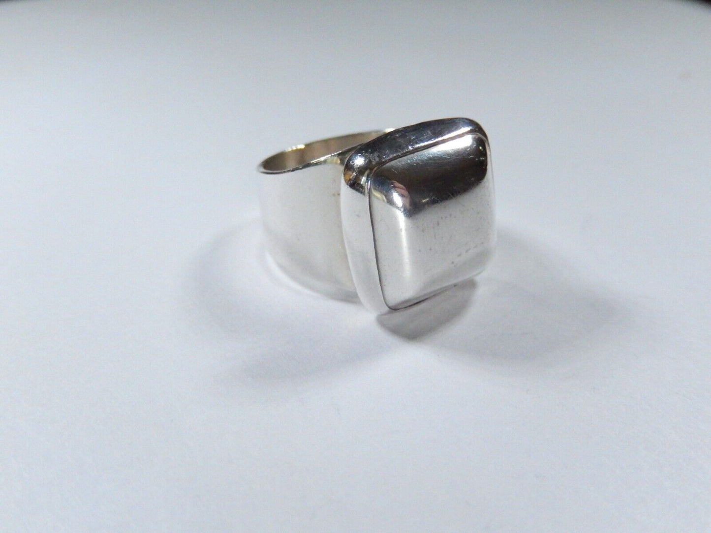 *VINTAGE*  Mexico Thick Wide Sterling Silver Statement Ring, Size 7.25