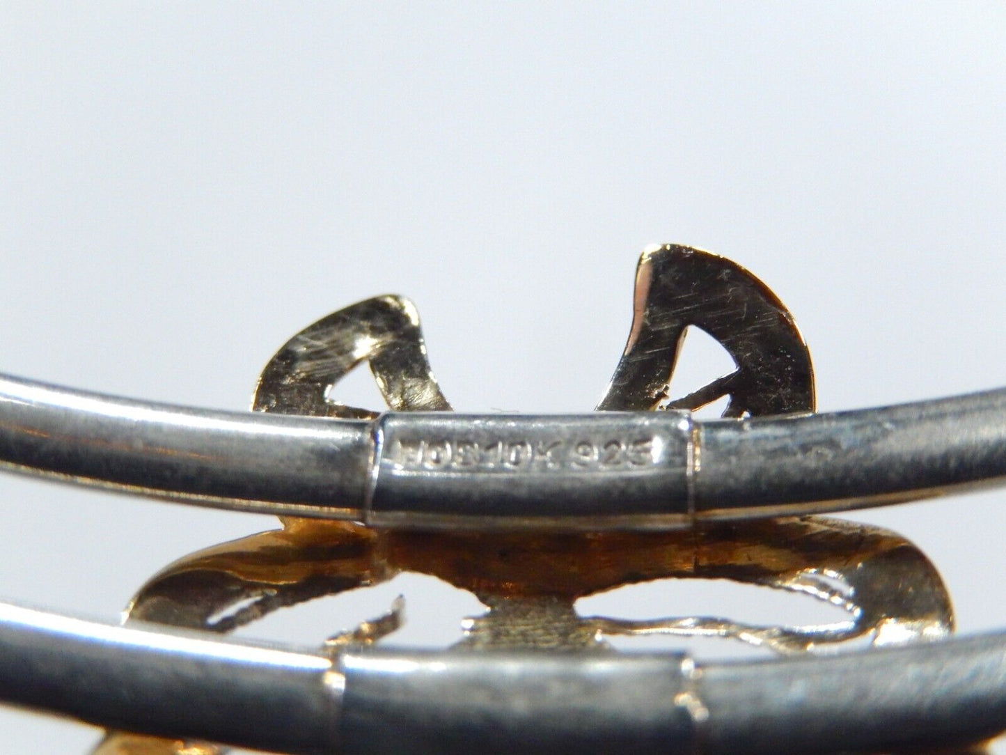 *VINTAGE*DESIGNER 10K Yellow Gold and STERLING SILVER BUTTERFLY BANGLE BRACELET