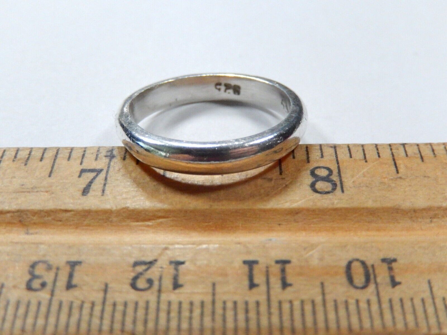 *VINTAGE* Sterling Silver Thick 4mm Wide Round Wedding Band Size 8.5