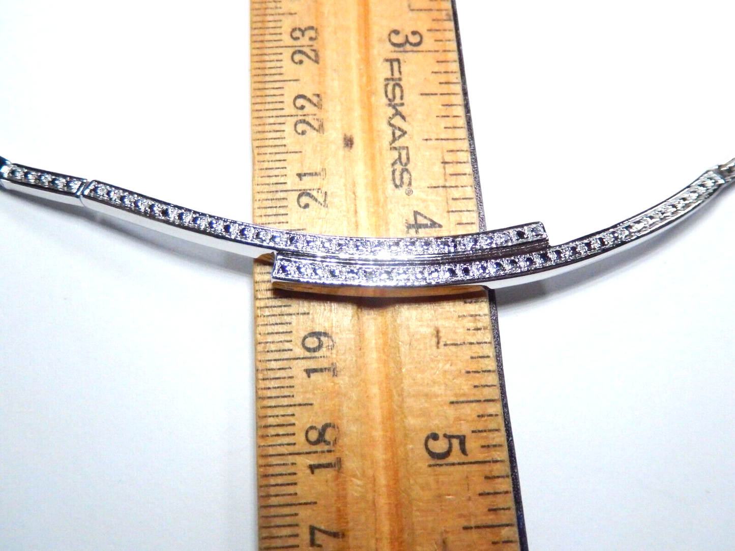 Ross Simons Ster Silver Rhodium Plated Diamond Accent Bar Link 17" Necklace