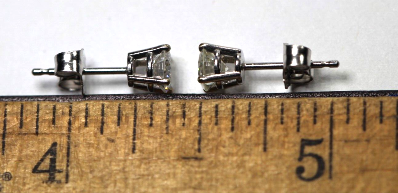 New!! Solid 14K White Gold .71 CT TW Natural Diamond  Stud Earrings