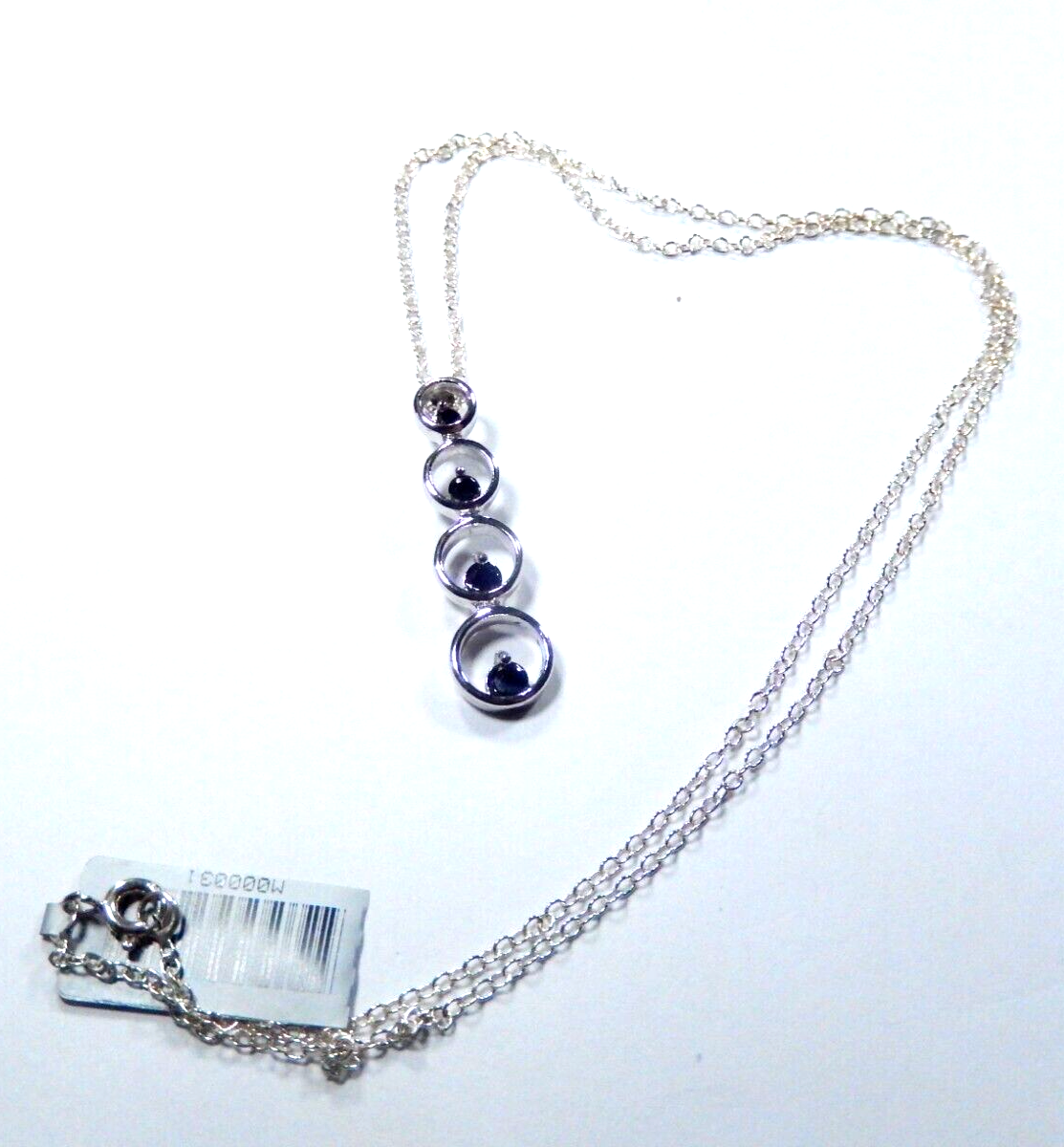 Sterling Silver Faceted Black Onyx Pendant w/ 18" Sterling Chain