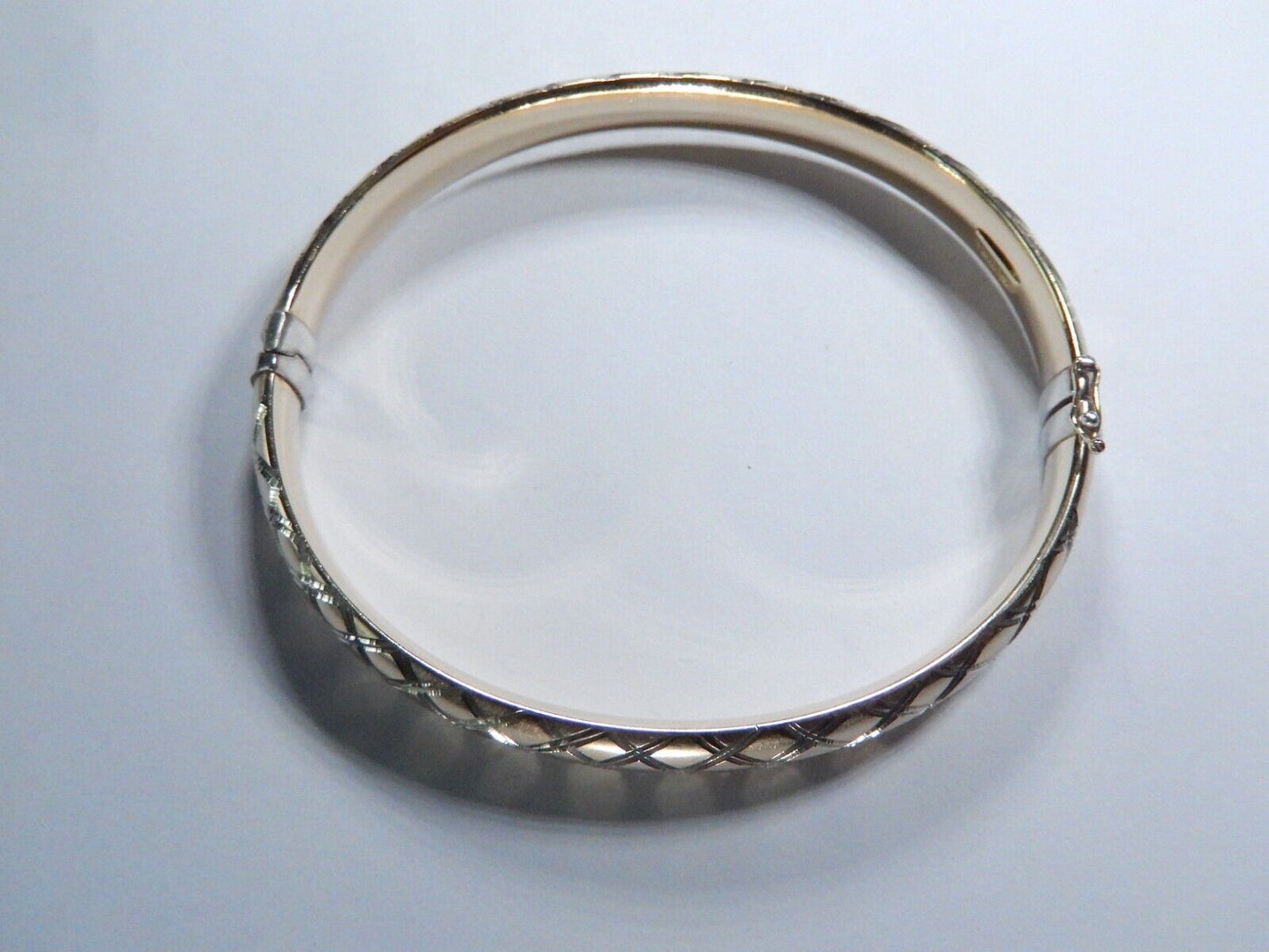 VTG Bangle Bracelet Sterling Silver 925 1/20 14K AU Hinged Gold Plated 12.2 g