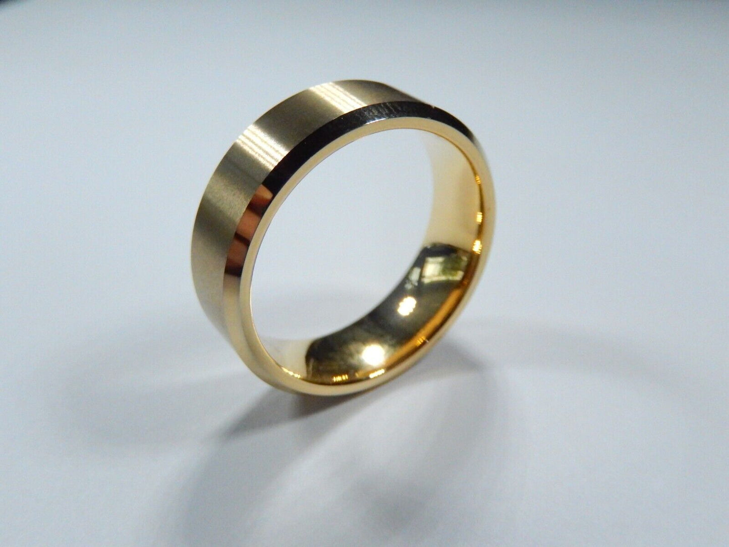 *NEW* Tungsten Gold Finish 8MM Men's / Womens Matte Beveled Wedding Band Sz - 15