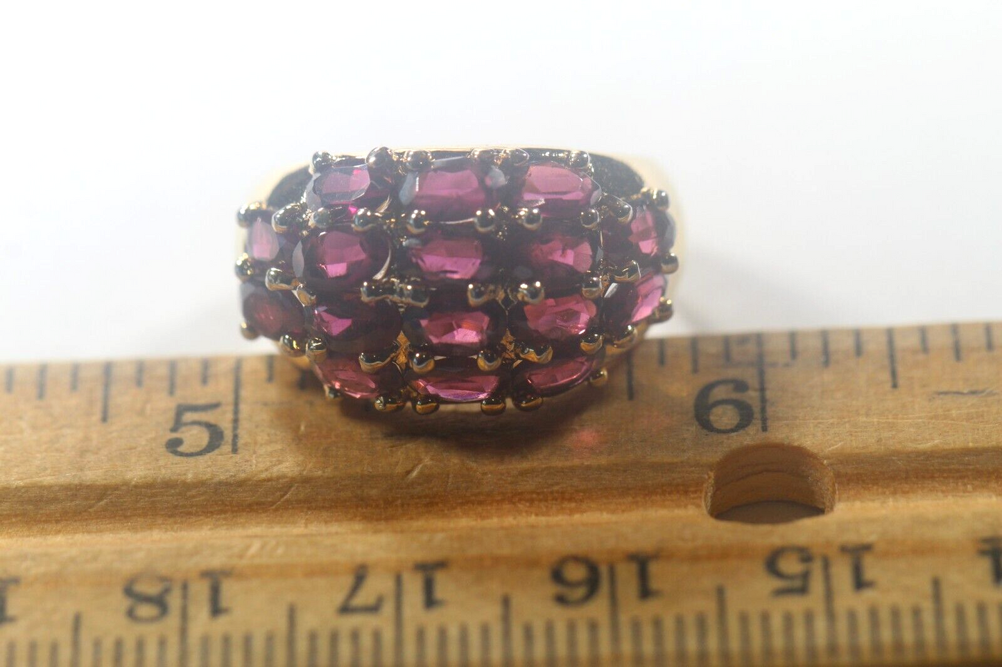 *VINTAGE* Sterling Silver Gold Vermeil Multi Amethyst Cluster Ring SZ 7