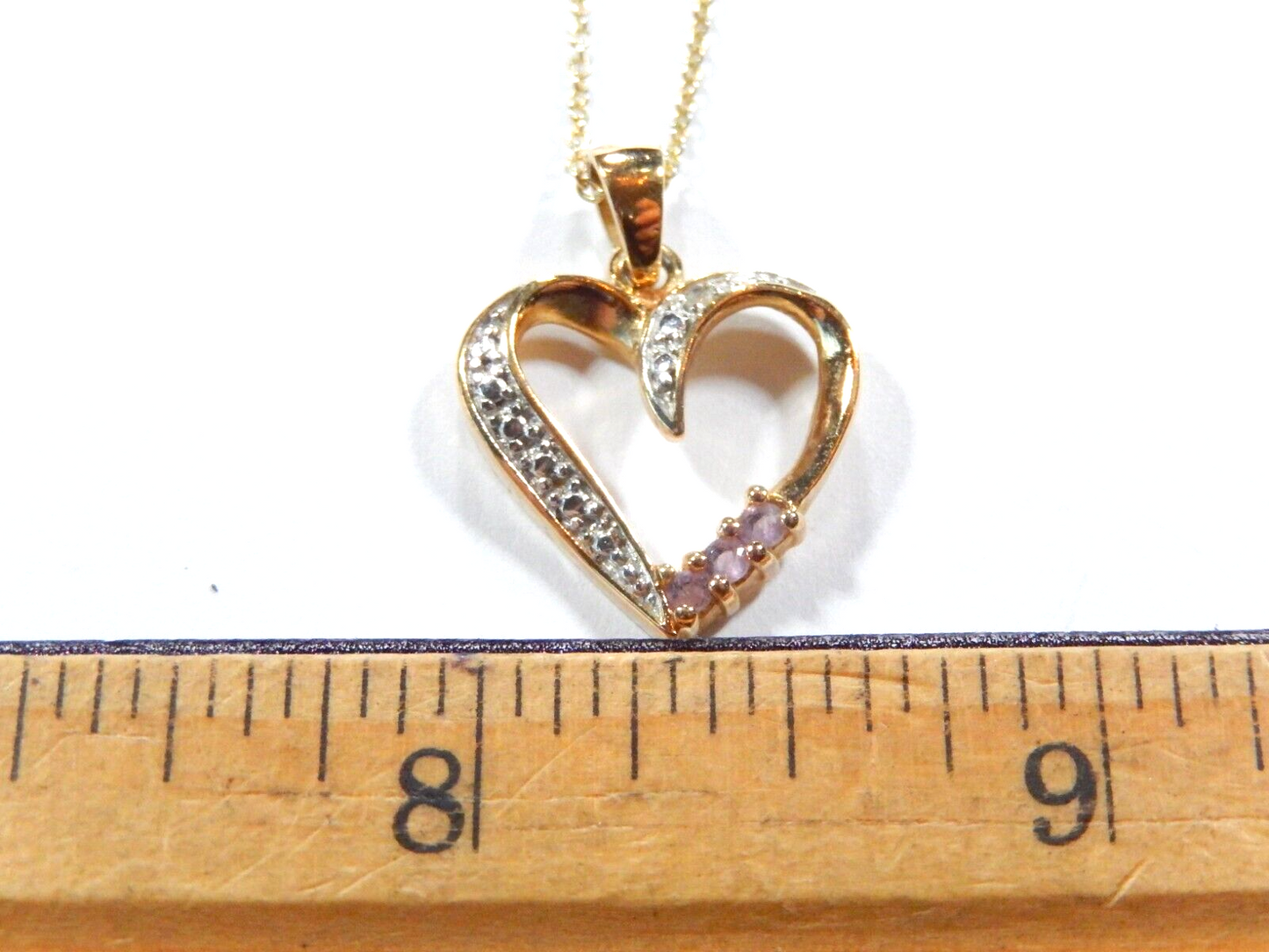 Ross Simons Amethyst Diamond Accent Heart Pendant 925 Gold on Sterling Silver
