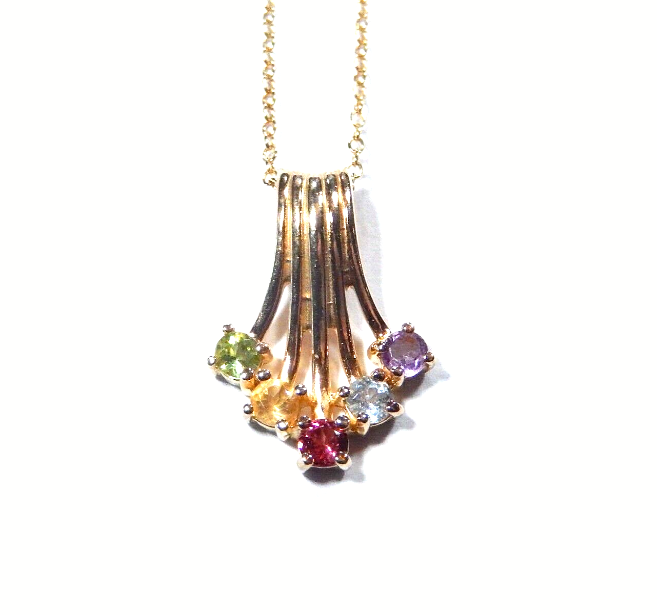 Ross Simons Gold Vermeil 925  Multi Gemstone Pendant w18 Gold Vermeil Chain