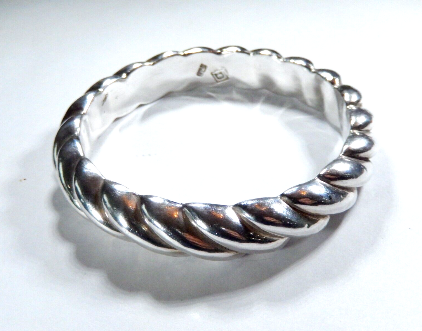 VINTAGE Signed D Square Bangle Bracelet 925 Sterling Silver Modernist Minimalist
