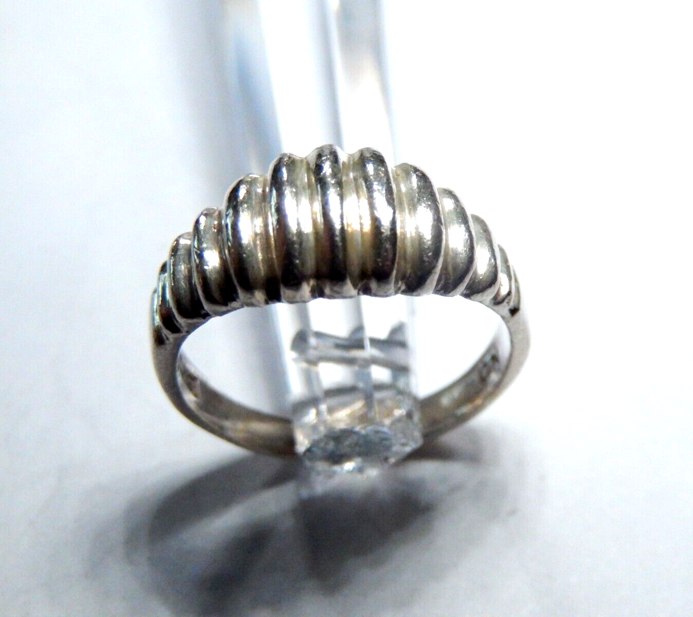 *VINTAGE* Sterling Silver Shrimp Dome Ribbed Graduated Ring Size 5.5