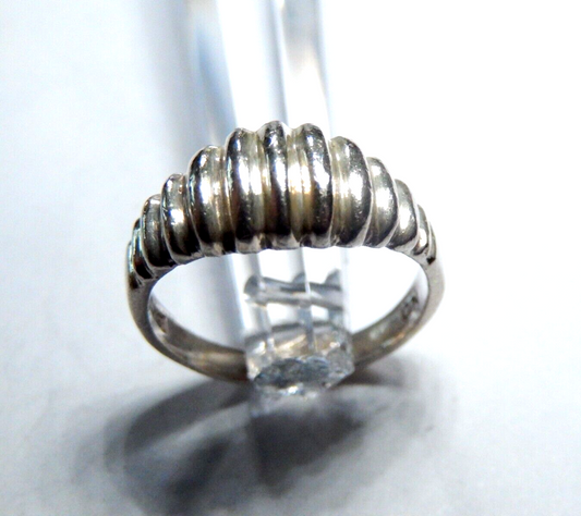 *VINTAGE* Sterling Silver Shrimp Dome Ribbed Graduated Ring Size 5.5