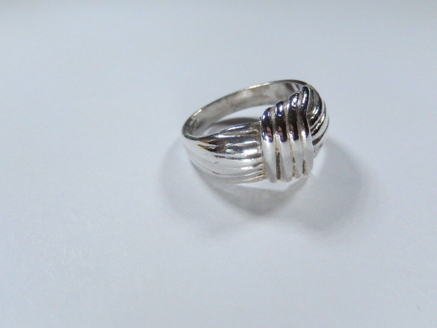 High Polish Grooved Bar Line Fashion Ring .925 Sterling Silver Band Sz 8