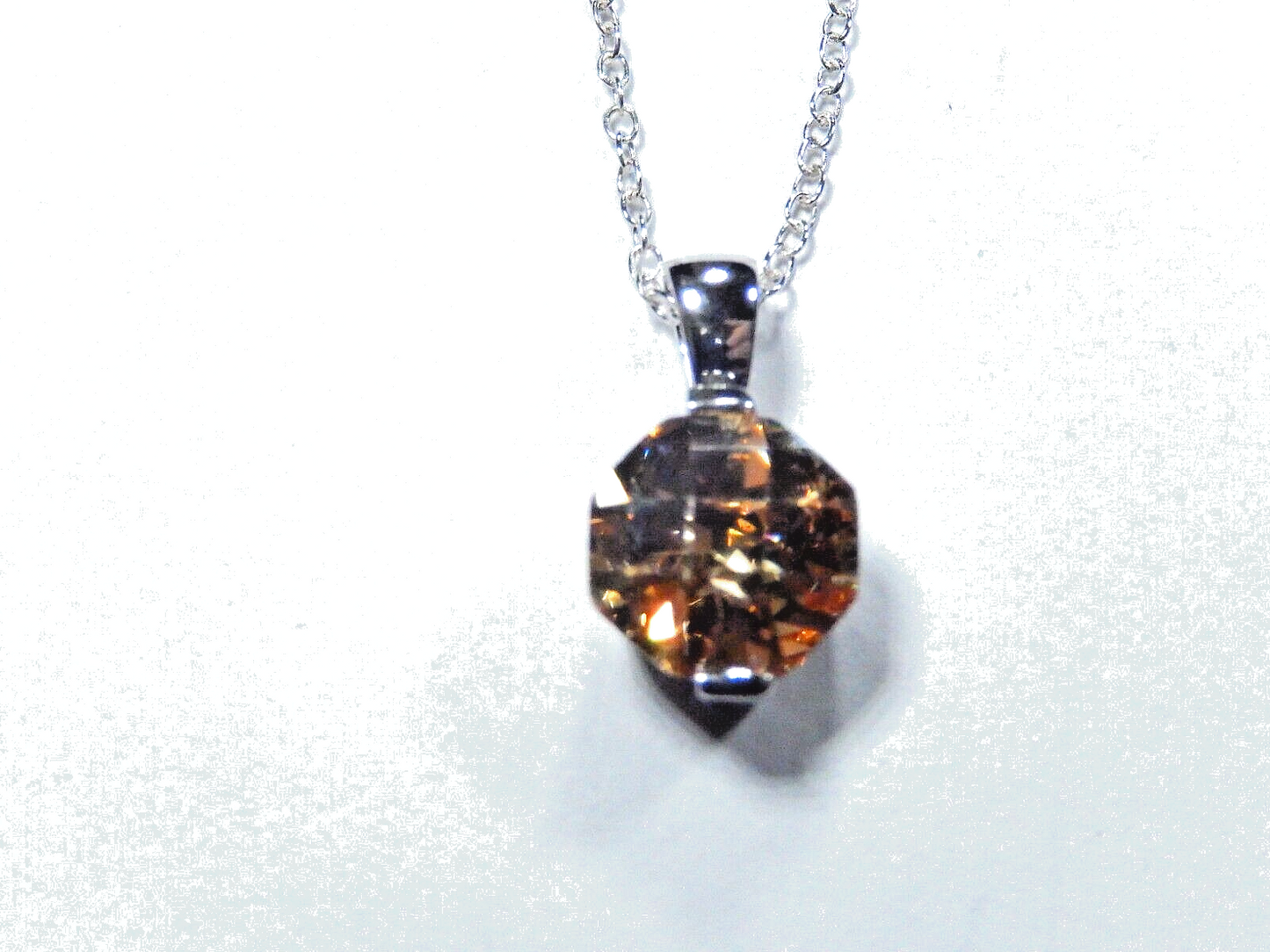 925 Sterling Silver with 4.0 CT Fancy Cut Citrine Solitaire Pendant w/ 18" Chain