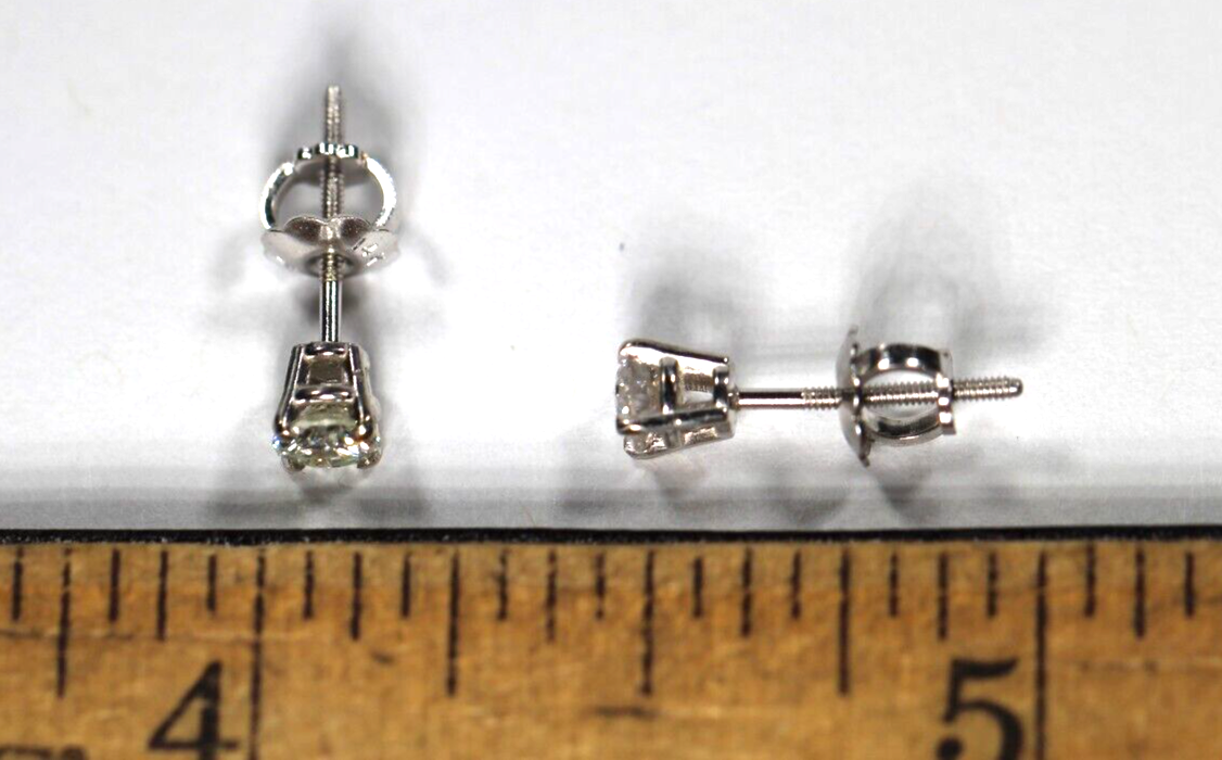 New!!  14K White Gold .33 CT TW Natural Diamond I-3 / H-I Screw Stud Earrings