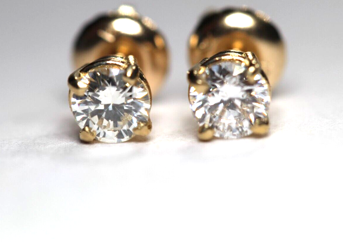 New!! 14KYellow Gold .43 CT TW Natural Diamond VS-2 /K-L ScrewBack Stud Earrings