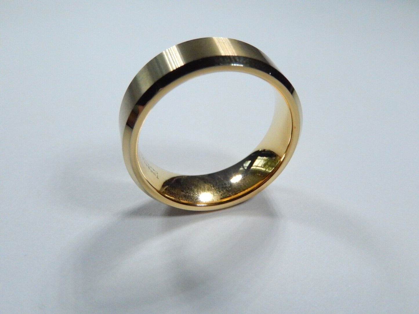 *NEW* Tungsten Gold Finish 8MM Men's / Womens Matte Beveled Wedding Band Sz 14