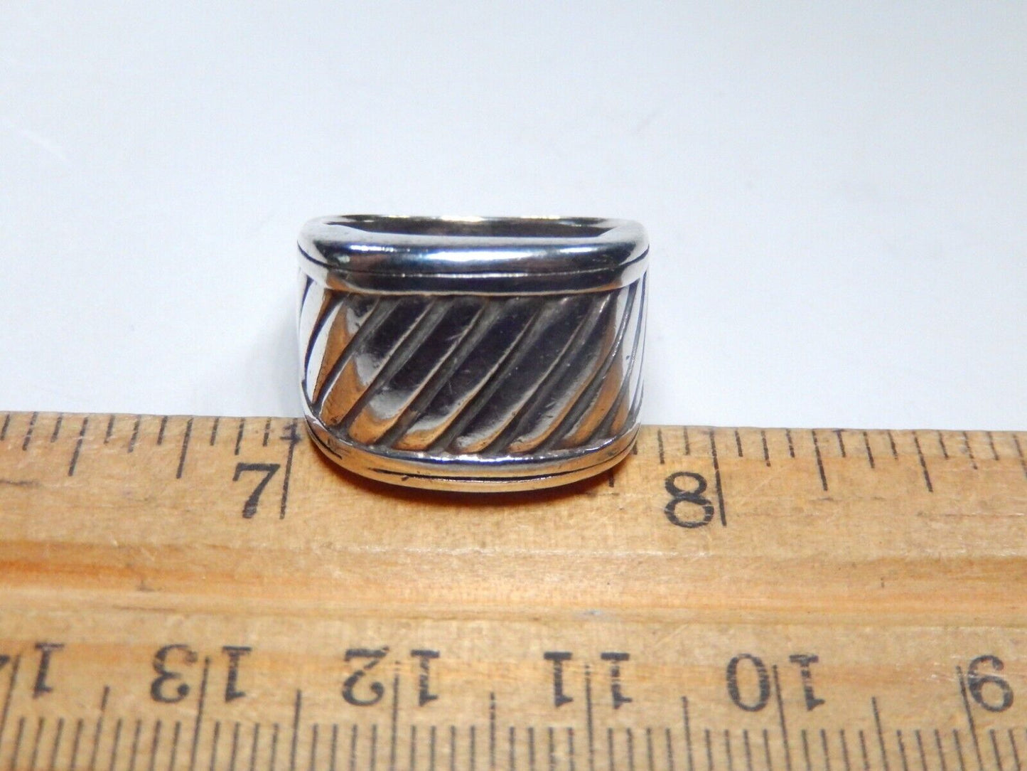 *VINTAGE* Sterling Wide Heavy Modernist Ribbed Chunky Statement Ring Sz 8