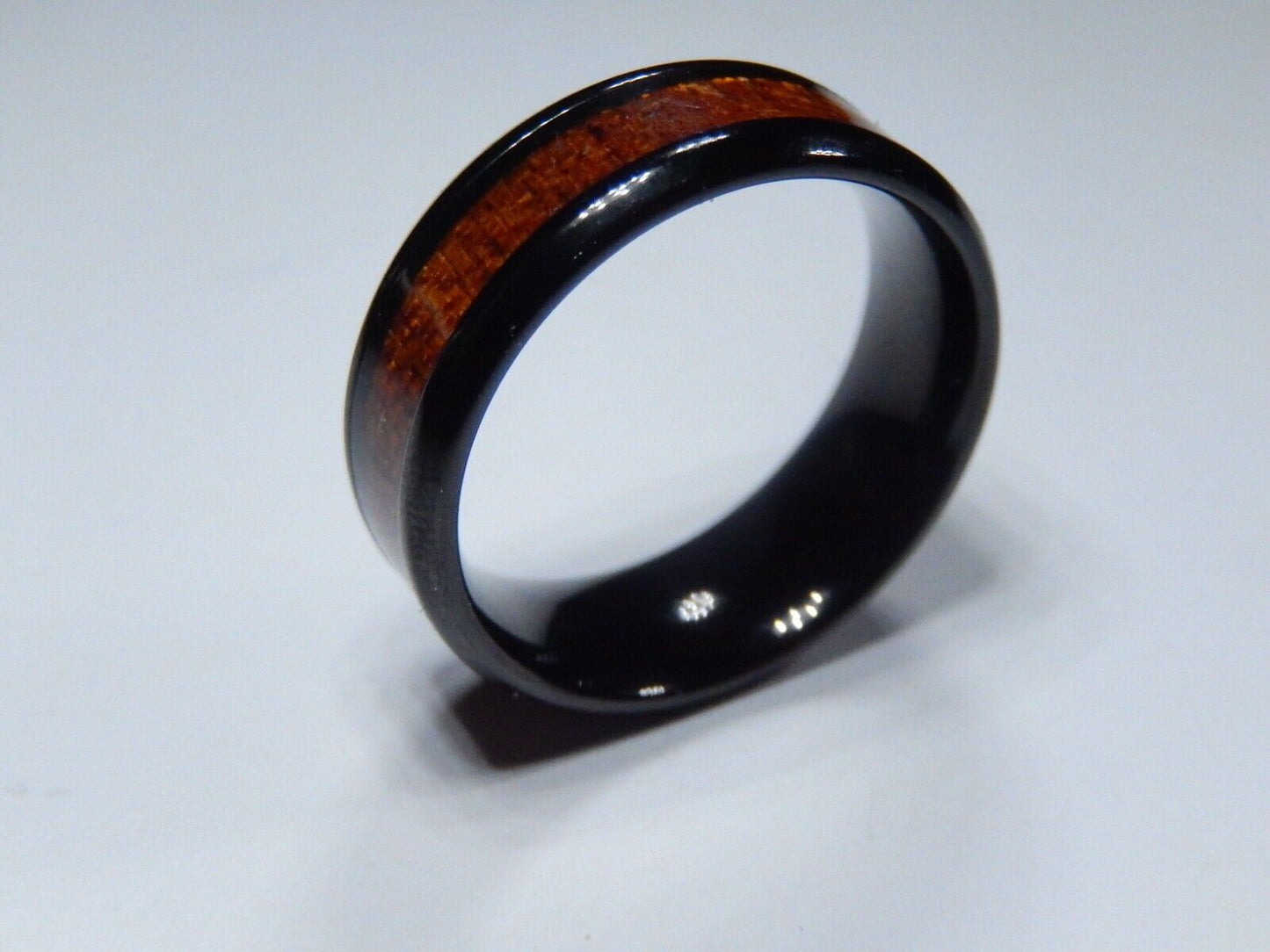 8mm Black Tungsten carbide ring Koa Wood  Wedding Band Men Size 10