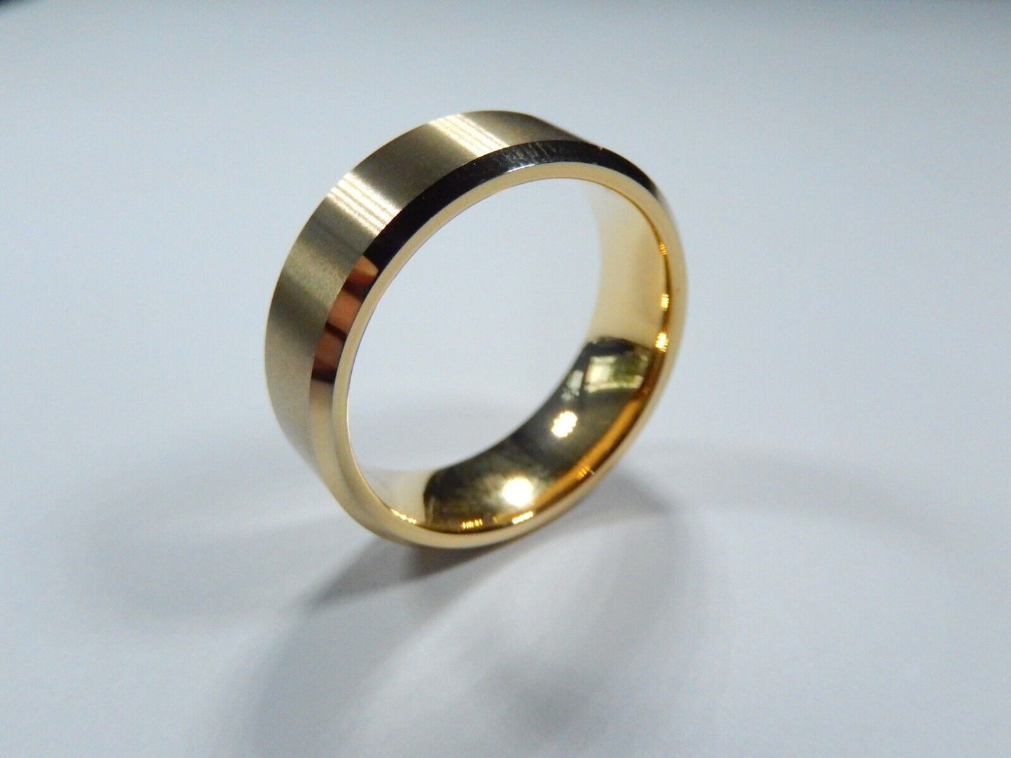 NEW* Tungsten Gold Finish 8MM Men's / Womens Matte Beveled Wedding Band Sz- 10.5