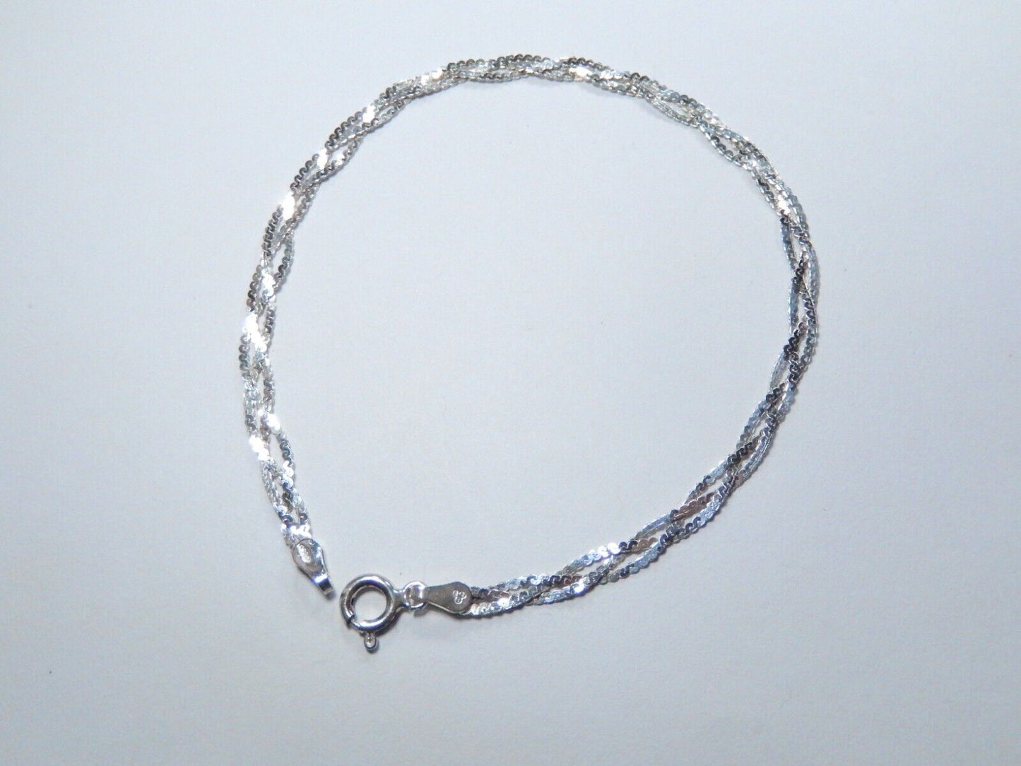 Italy 925 Sterling Silver 3 Strand woven braided bracelet 7.5 "