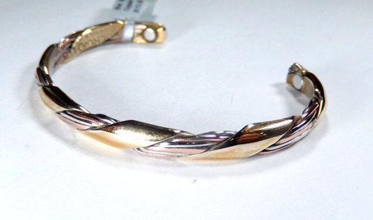 SERGIO LUB Artist Handmade Copper Silver Magnetic Healing Cuff Bracelet Small