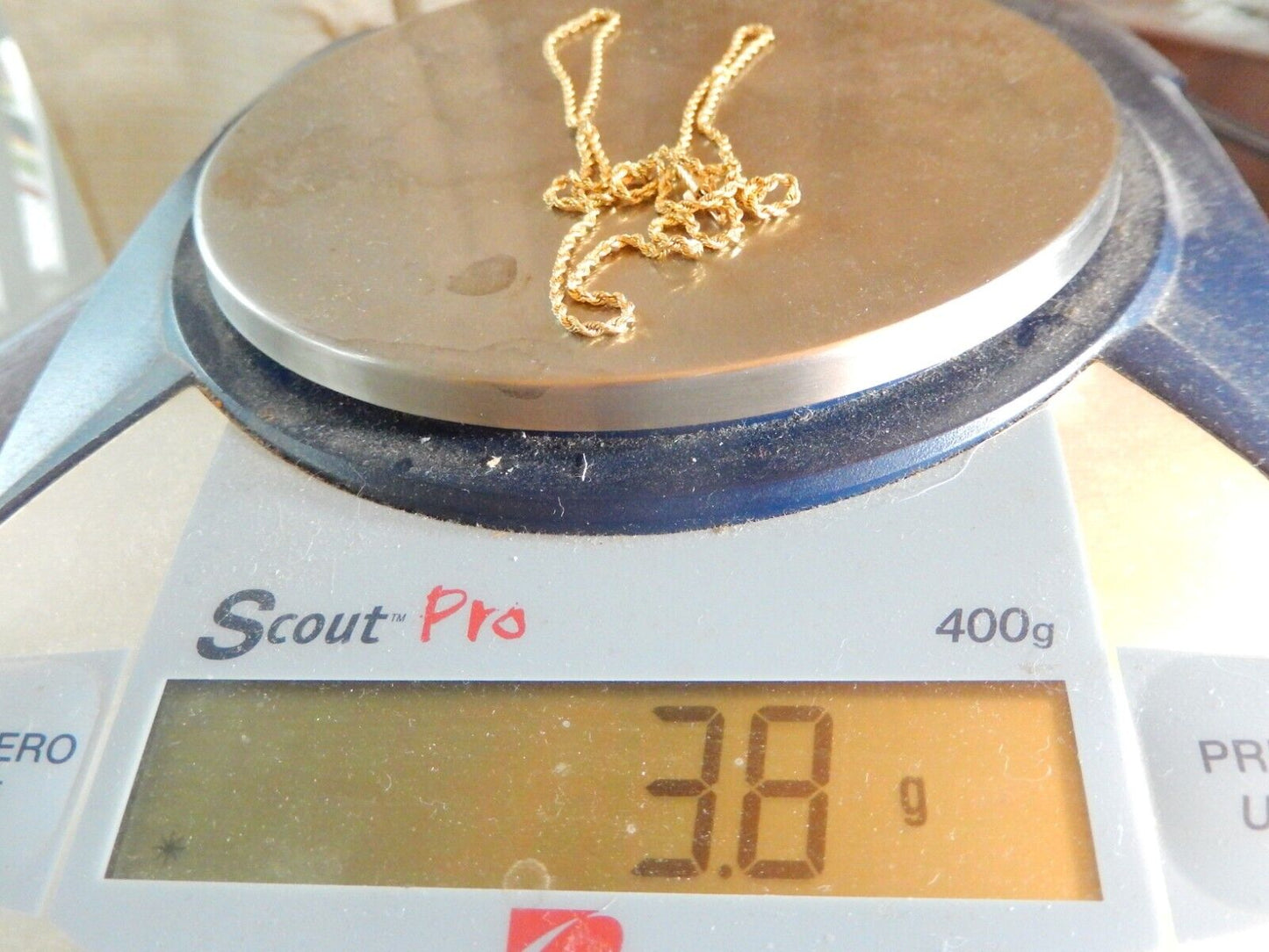 14k Solid Yellow Gold Rope Chain Necklace 1.5mm Men Women Size 18 inch