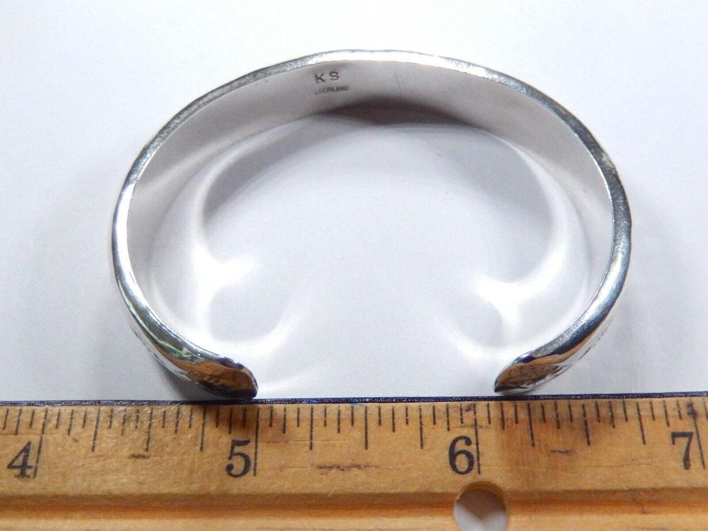 Vtg Native American Navajo Sterling Silver Cuff Bracelet Signed KS Kirk Smith