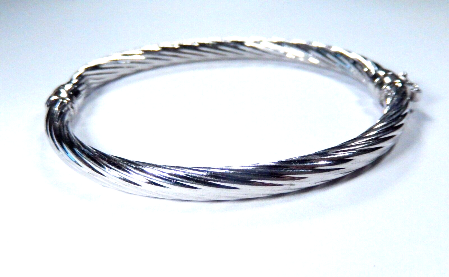 Sterling Silver 925 Thailand Twisted Rope Design Hinged Bangle Bracelet