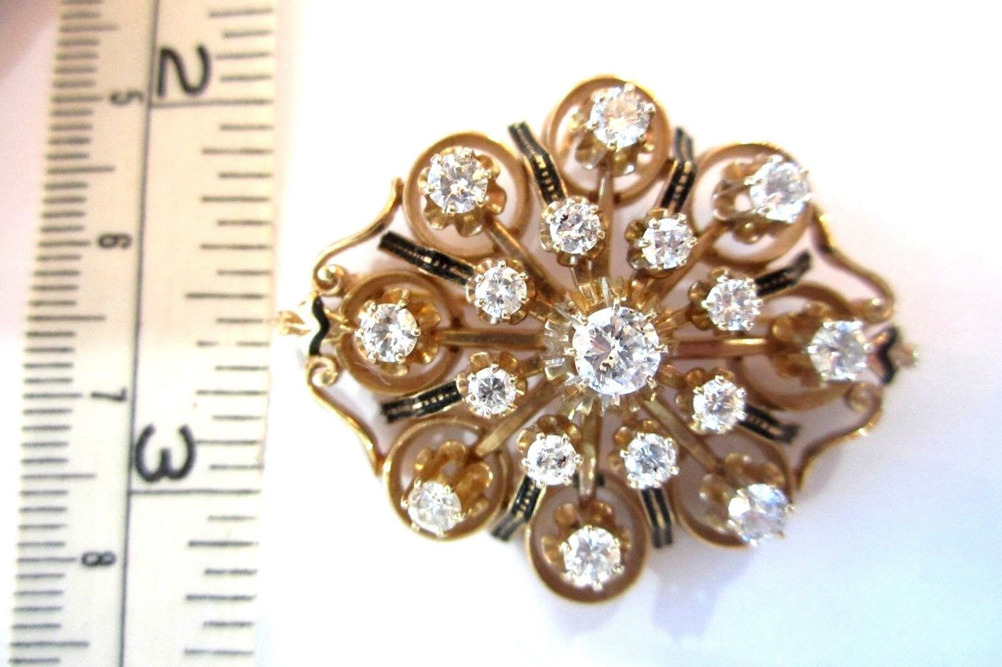 *VINTAGE*  Stamped 14K YG Brooch or Pendant w/approx. 1.60 CTTW of Diamonds