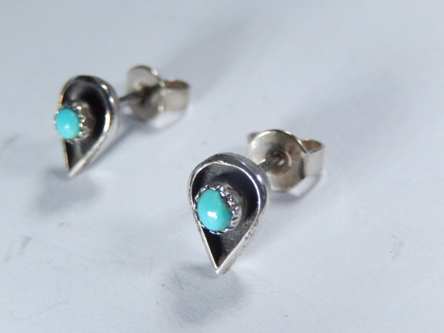 Petite Southwestern Turquoise Earrings Sterling Silver 925 Stud Post Back