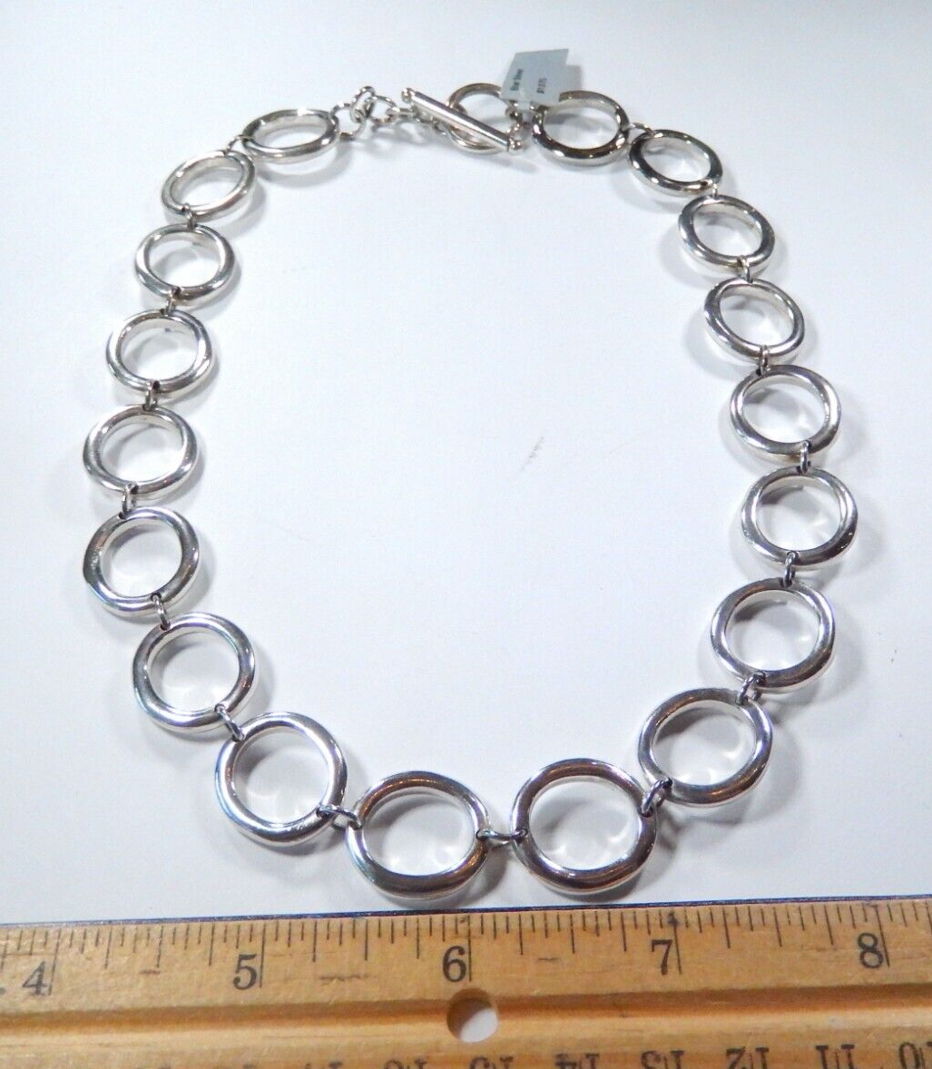 *VINTAGE* STUNNING 17 " LARGE STERLING SILVER CIRCLE LINK NECKLACE - 60 grams