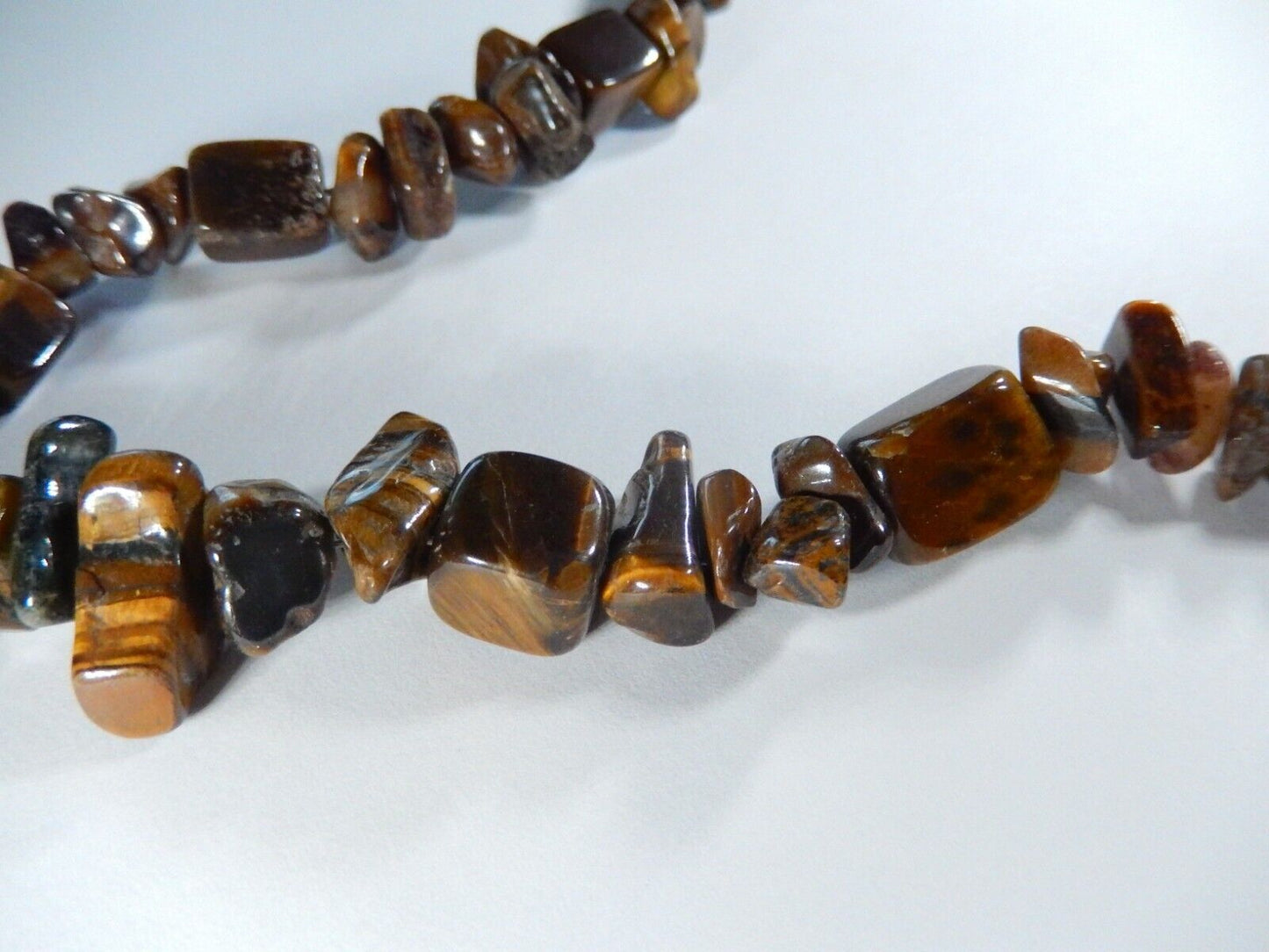 *VIVTAGE* Genuine Tiger Eye Beads and Faux Turquoise 24" Necklace