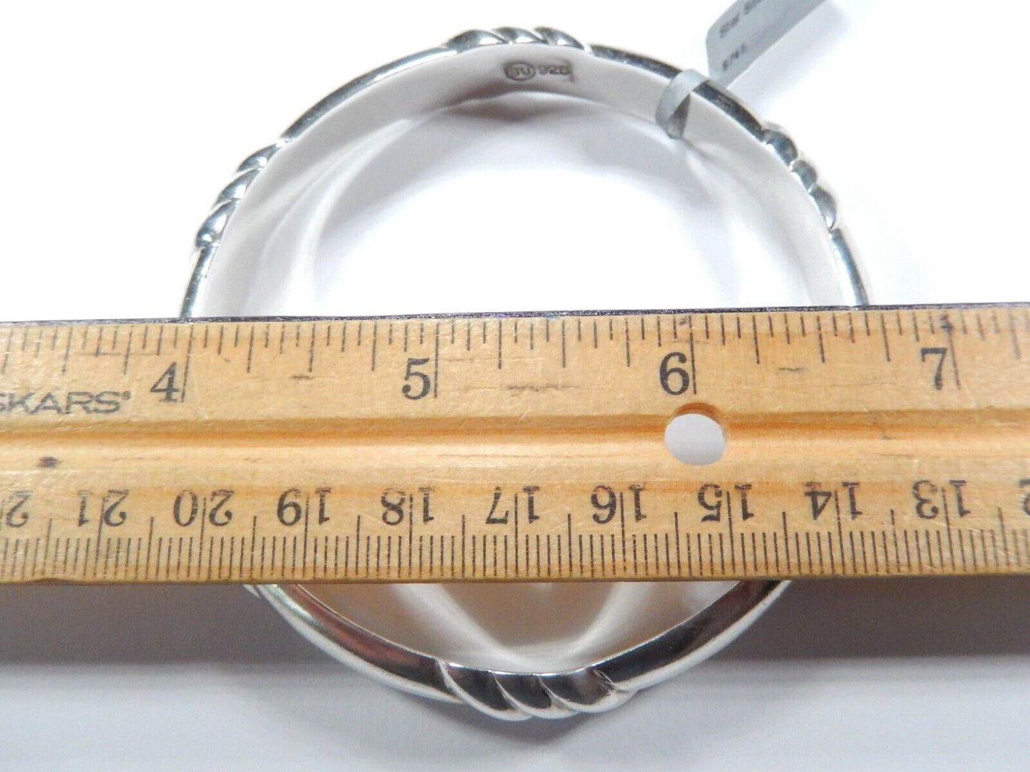 VINTAGE Signed "SU" Bangle 925 Sterling Silver Modernist Ribbed Bracelet 30.9gms
