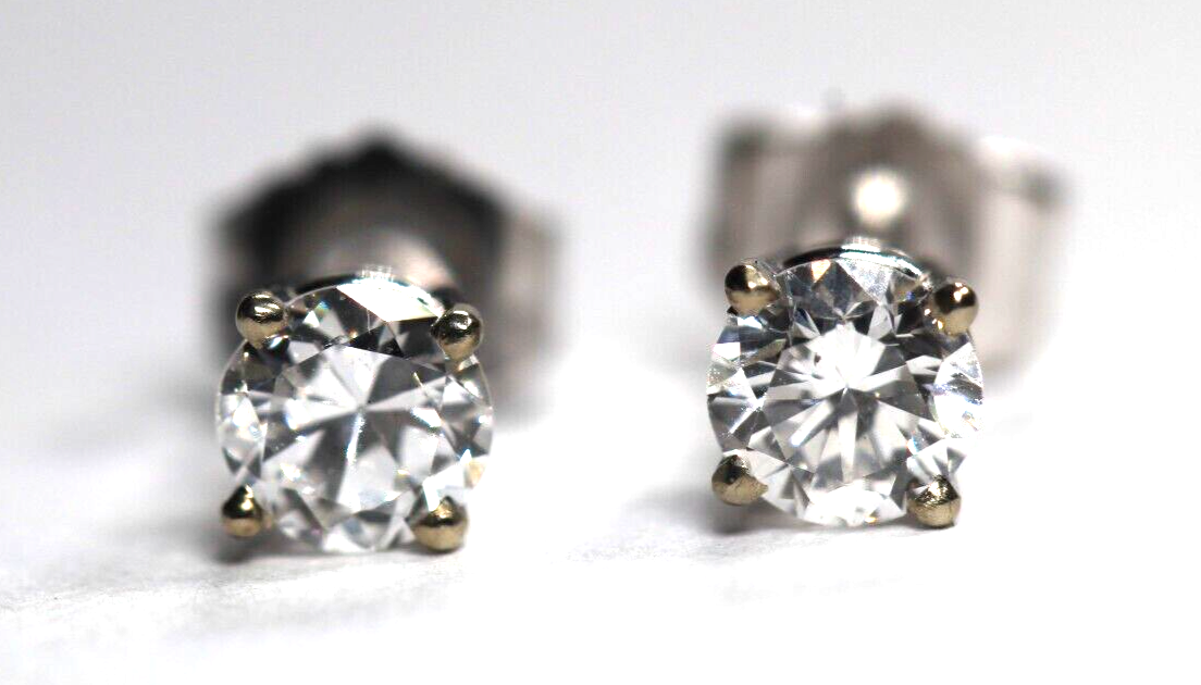 New!! Solid 14K White Gold .45 CT TW Natural Diamond  I-1 / J-K Stud Earrings