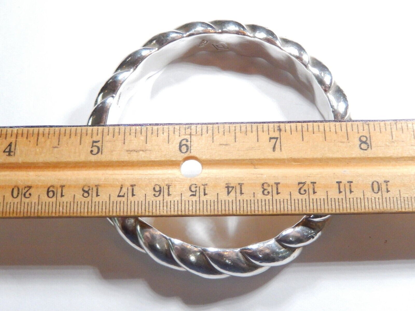 VINTAGE Signed D Square Bangle Bracelet 925 Sterling Silver Modernist Minimalist