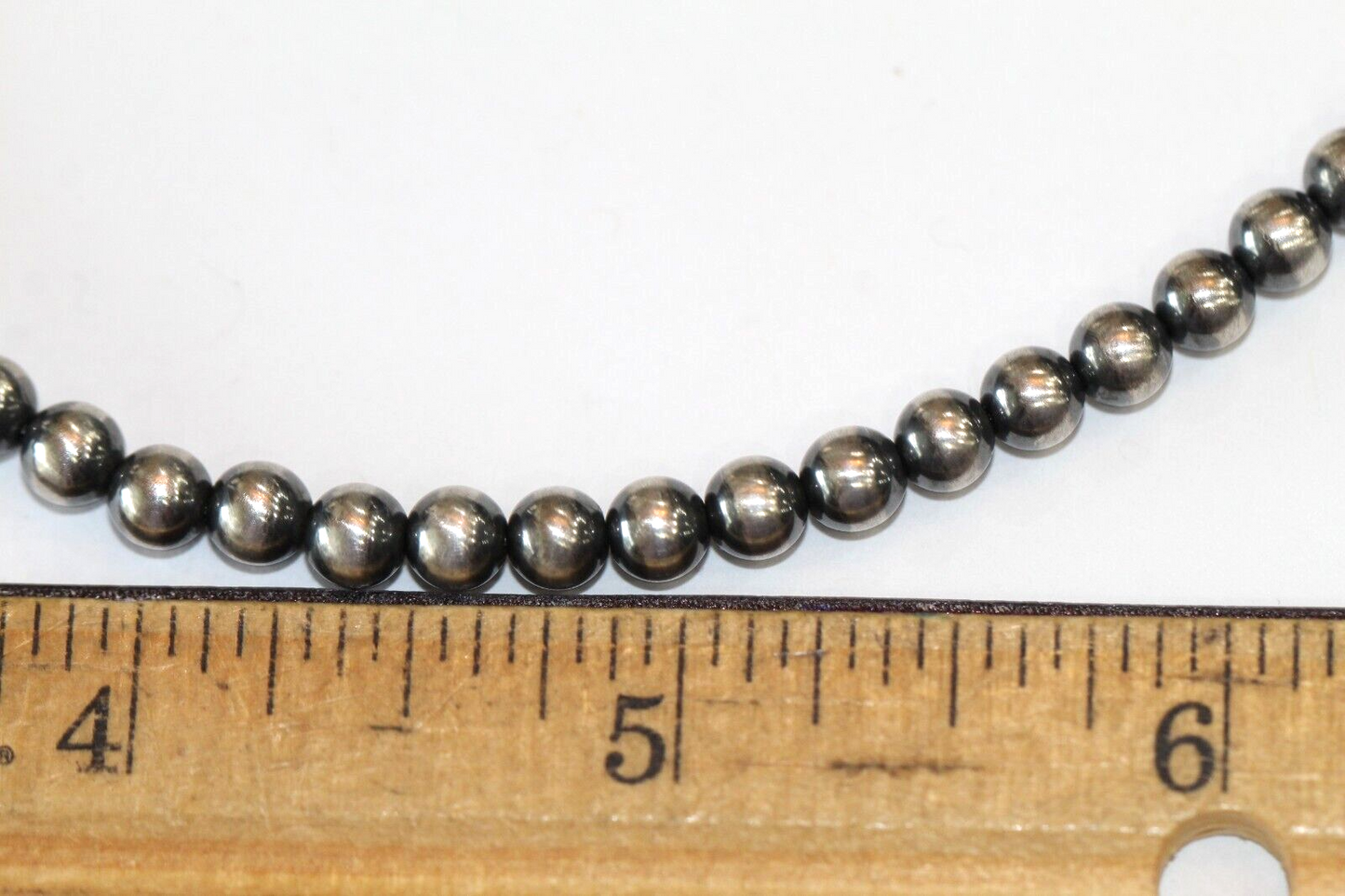 Natural Patina 925 Sterling Silver 5mm Ball Beaded Necklace 24” - 17.3 grams