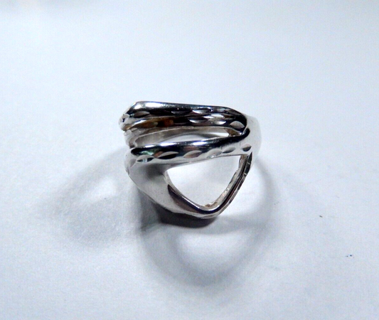 *VINTAGE* Freeform Ring Abstract Band Sterling Silver Boho Women Sz 5.5