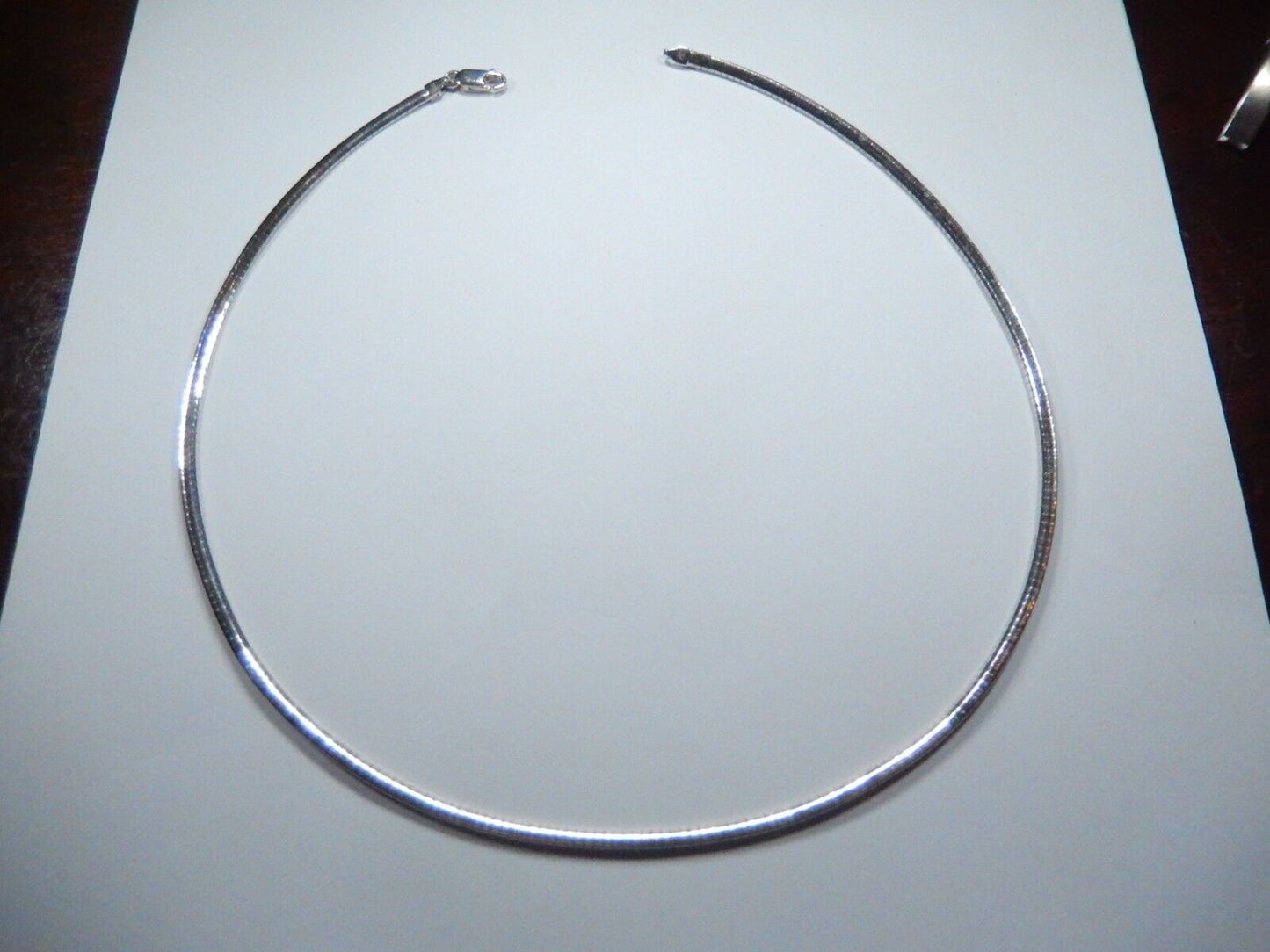 3 mm Italian Omega Chain Necklace Sterling Silver 925 Italy Length: 18"