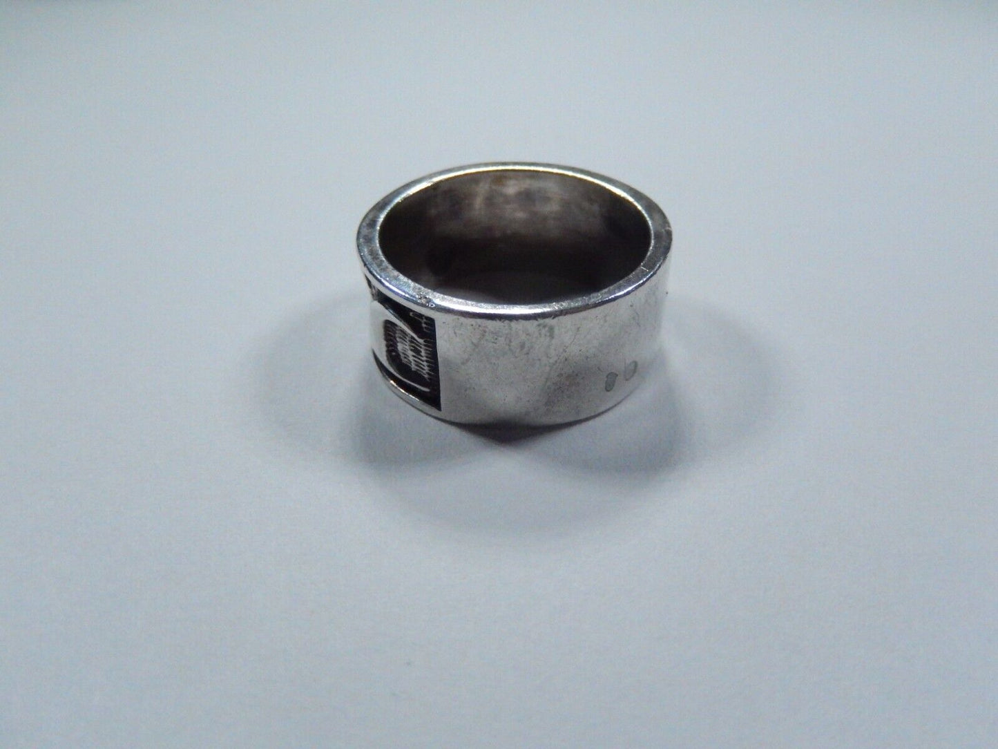 *VINTAGE* 925 Sterling Silver Southwestern 9.25mm Wide Band Ocean Wave Ring 7.5