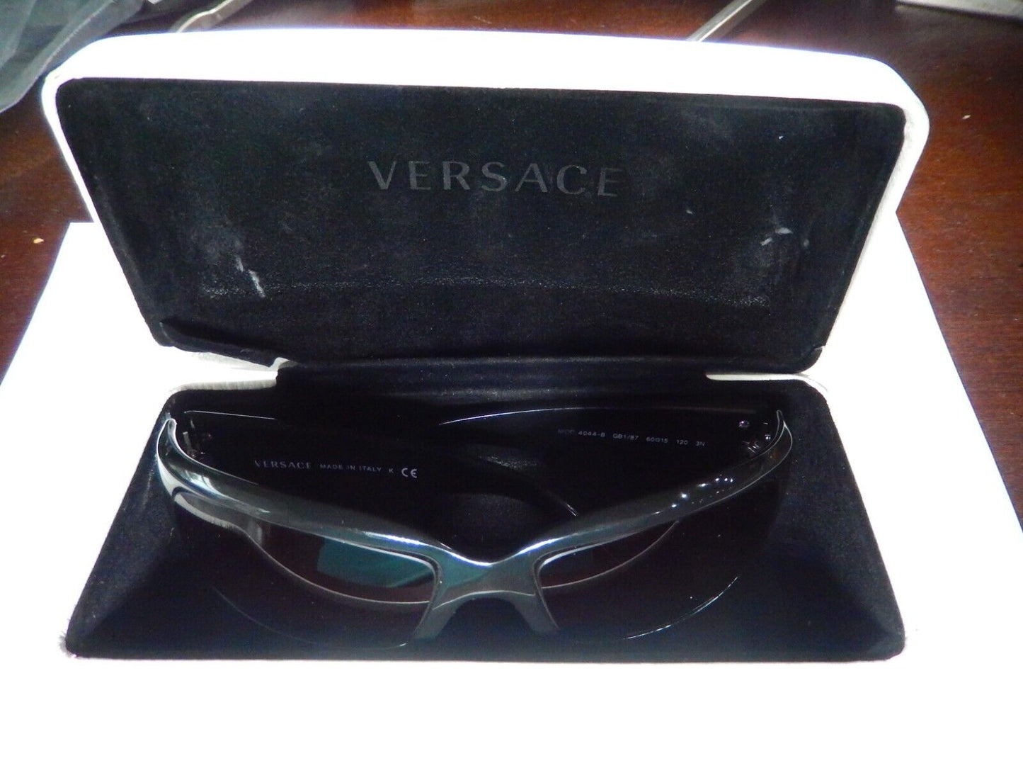 Versace 4044-B Sunglasses Black Silver Coin Medusa Swarovski Crystals With Case